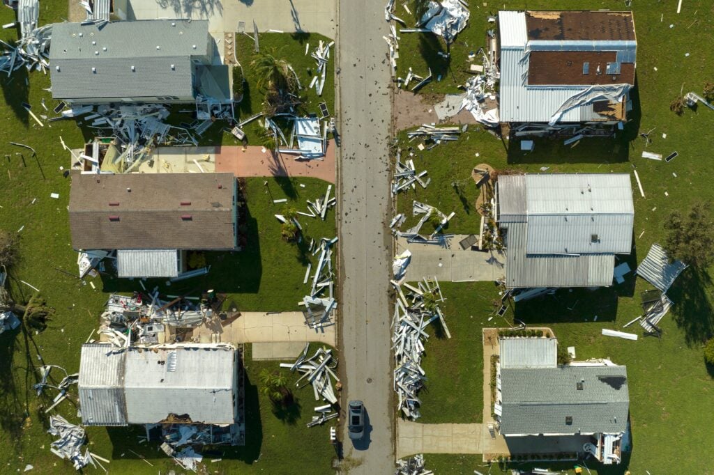 Photos of homes post natural disaster. polyjacking before a disaster strikes is key for disaster preparedness