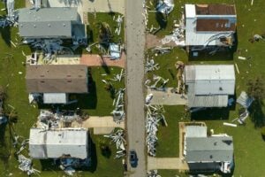 Photos of homes post natural disaster. polyjacking before a disaster strikes is key for disaster preparedness