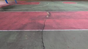 Polyjacking - image of a cracked basketball court